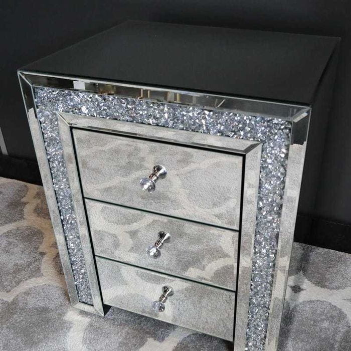 Szafka szklana glamour Szafka nocna Stolik lustrzany