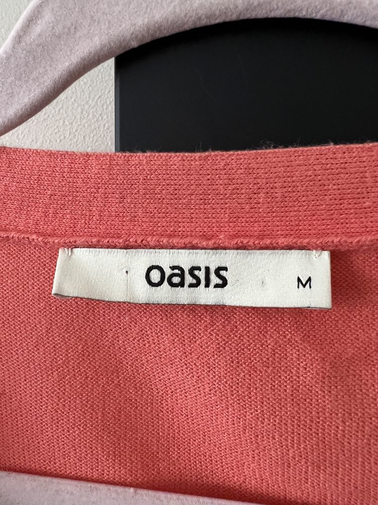 Oasis brzoskwiniowy bawełniany kardigan sweter na rozpinanie r. S/M