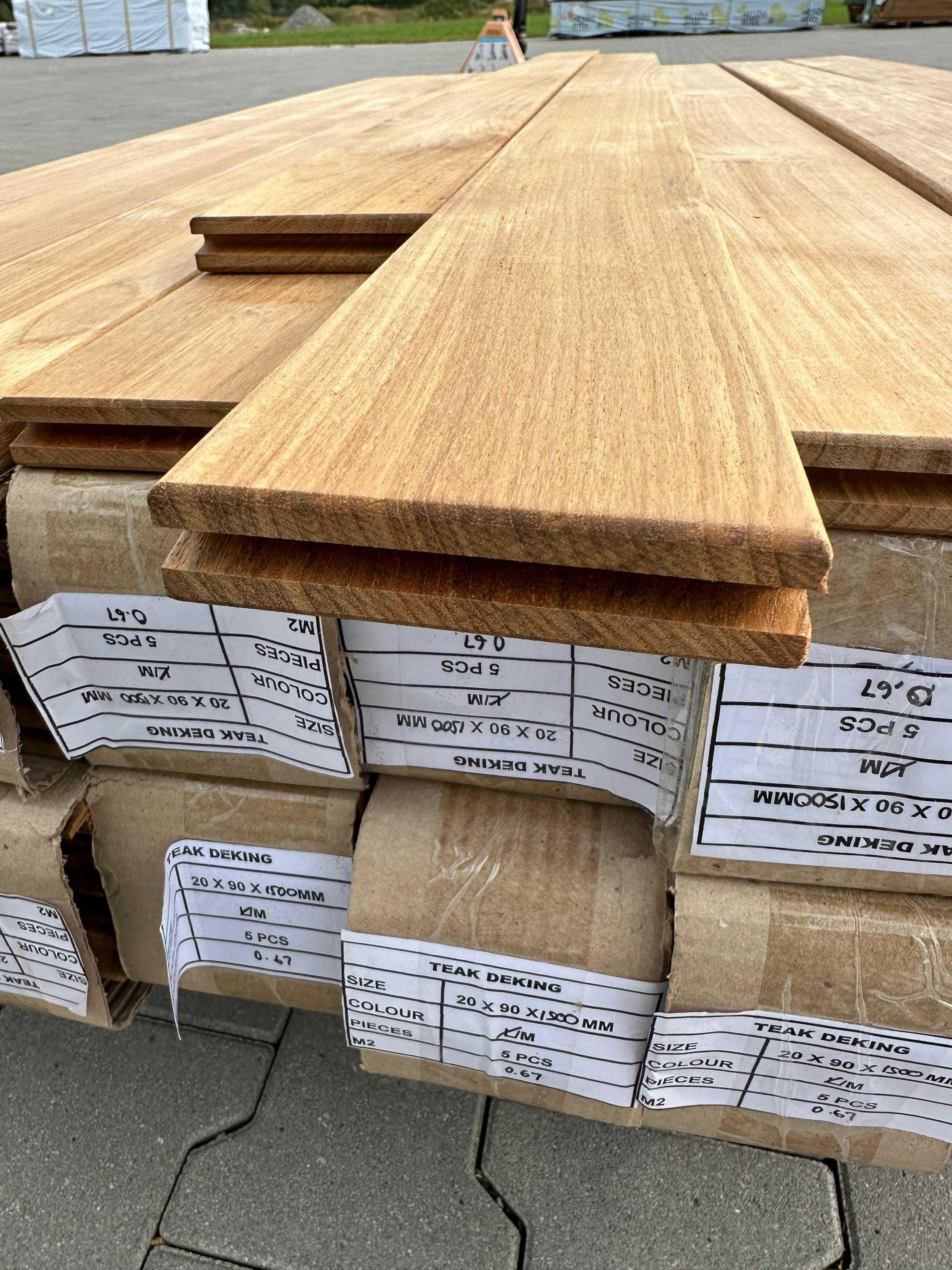 Deska tarasowa Teak 20x90/120x1500mm  Fas KD