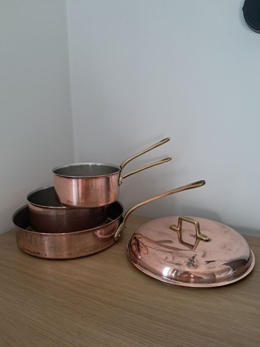 Zestaw rondli i patelnia Krogarhuset miedziane