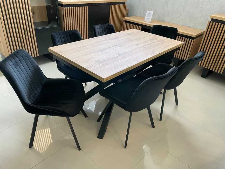(175) Stół loft na pająku rozkładany + 6 krzeseł, 2499 zł NOWE