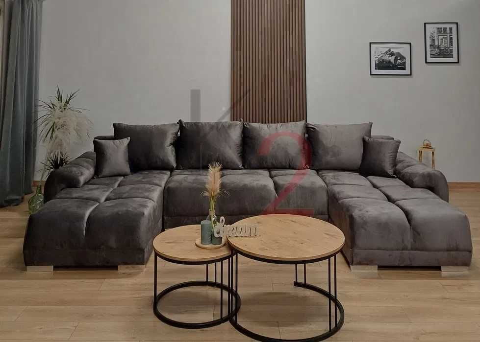 Narożnik Alaska U Pikowana Kanapa Sofa Rozkładana do Salonu+ GRATIS