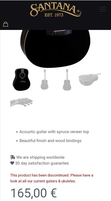 Гітара акустична Santana est 1973 la90 bk