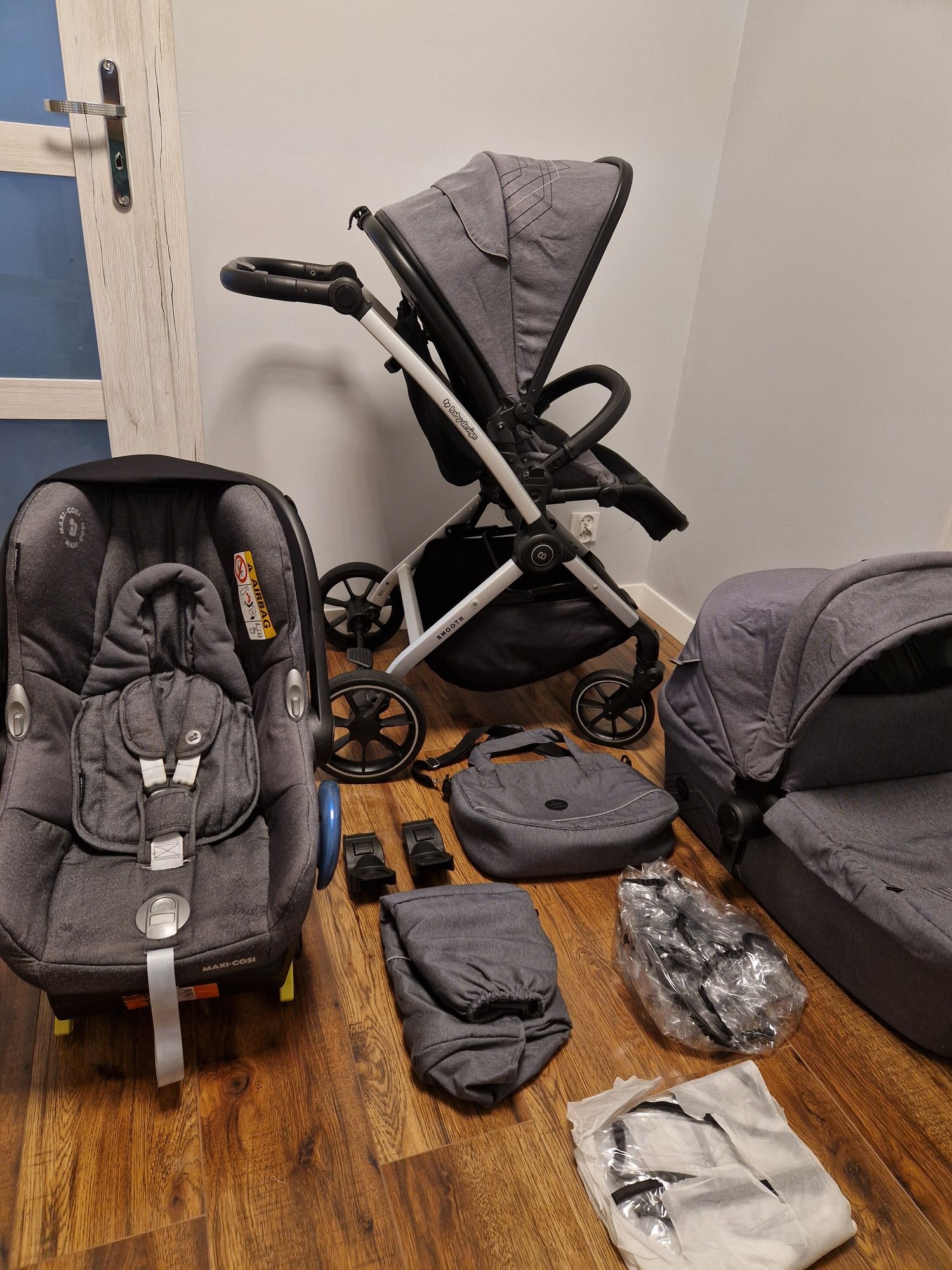 Wózek Baby Design 3w1,4w1 i zestaw Maxi Cosi, zadbany