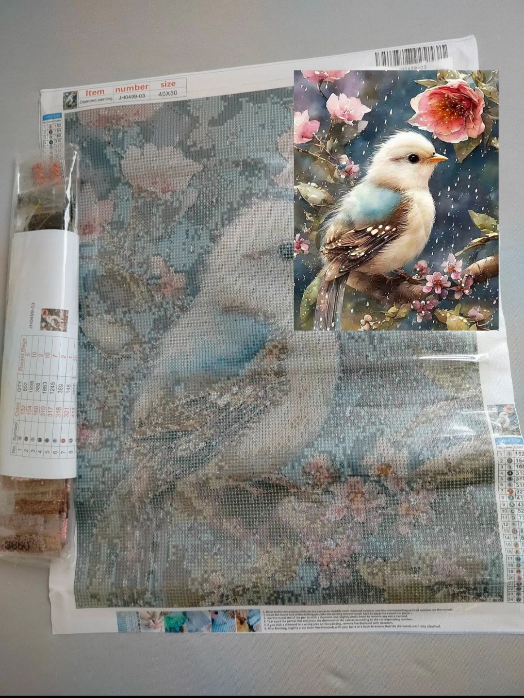Haft diamentowy 40x50 ptak