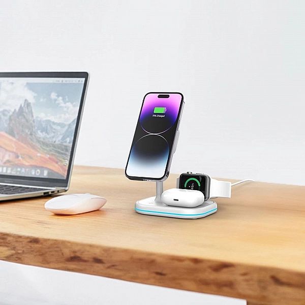 Tech-Protect Qi15W-A27/3In1 Magnetic Magsafe Wireless Charger White