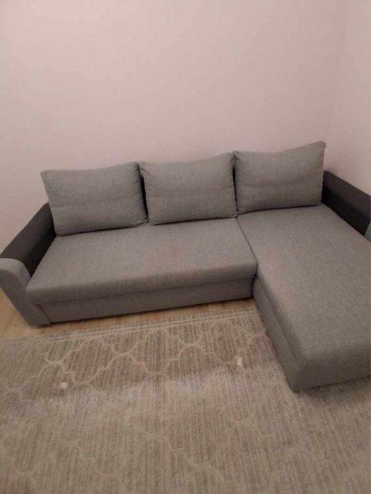 Kanapa rogowa rozkladana szara