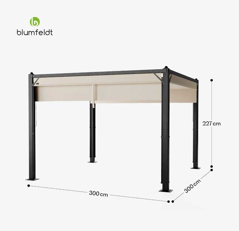 Altana ogrodowa Blumfeldt Pantheon Cortina 3x3m z roletami