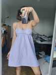 Sukienka kratka vichy dress fioletowa S M