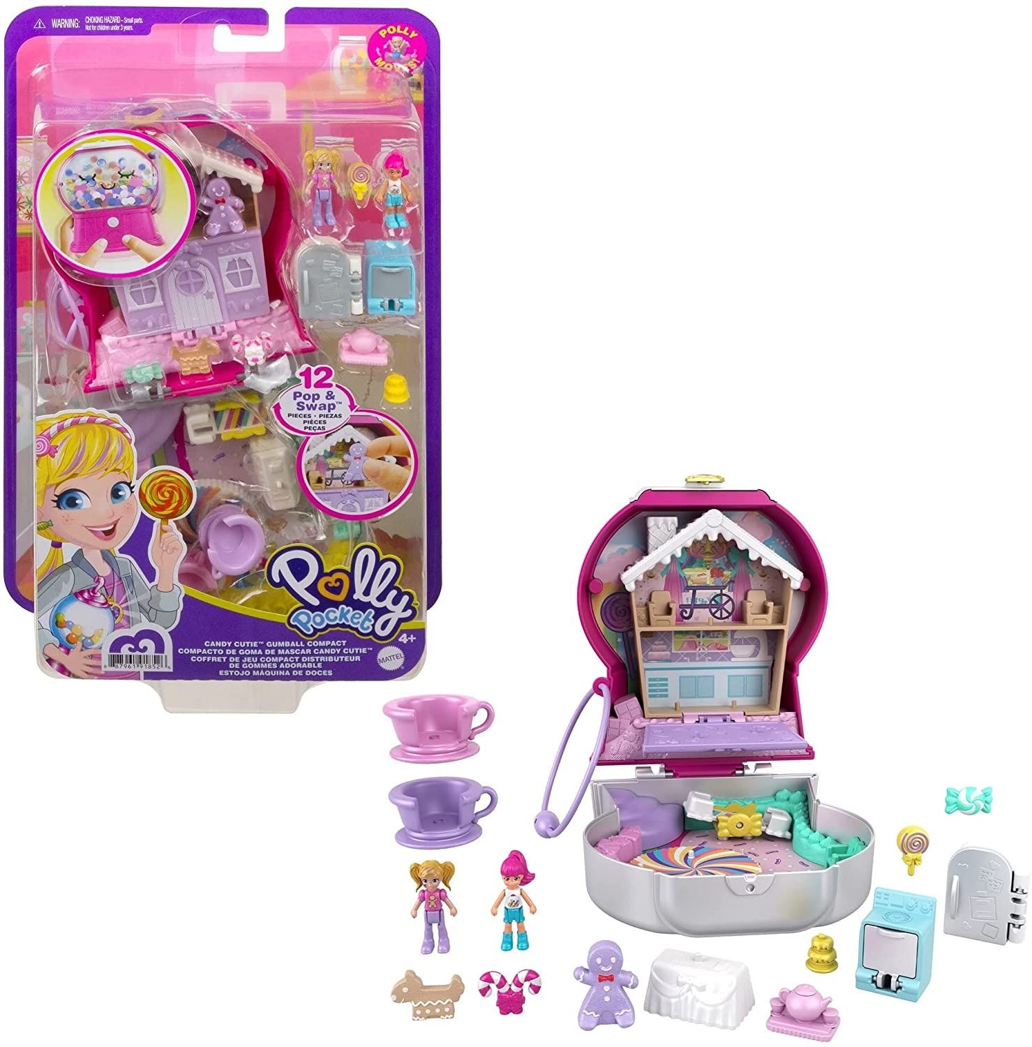 Polly Pocket Candy Cutie Gumball Compact kompaktowy domek z laleczkami