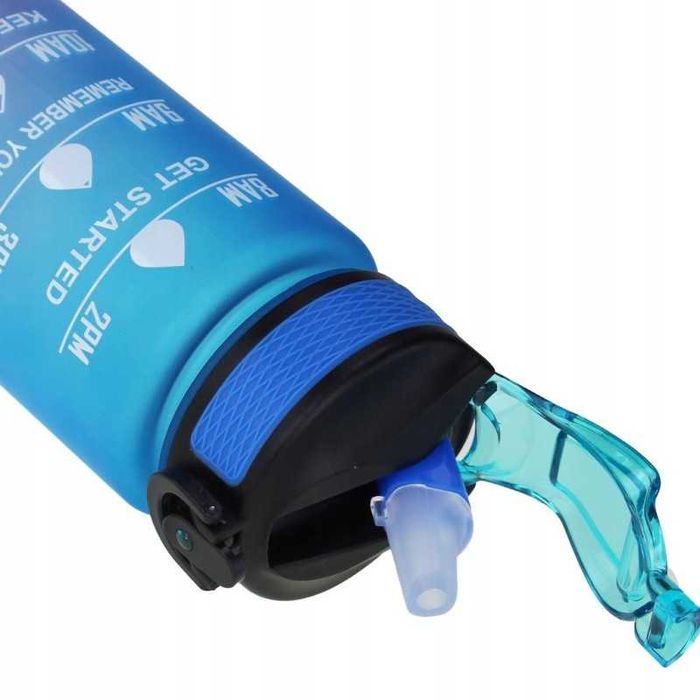 Butelka na wodę ze słomką Miowi 1000ml niebiesko-różowa