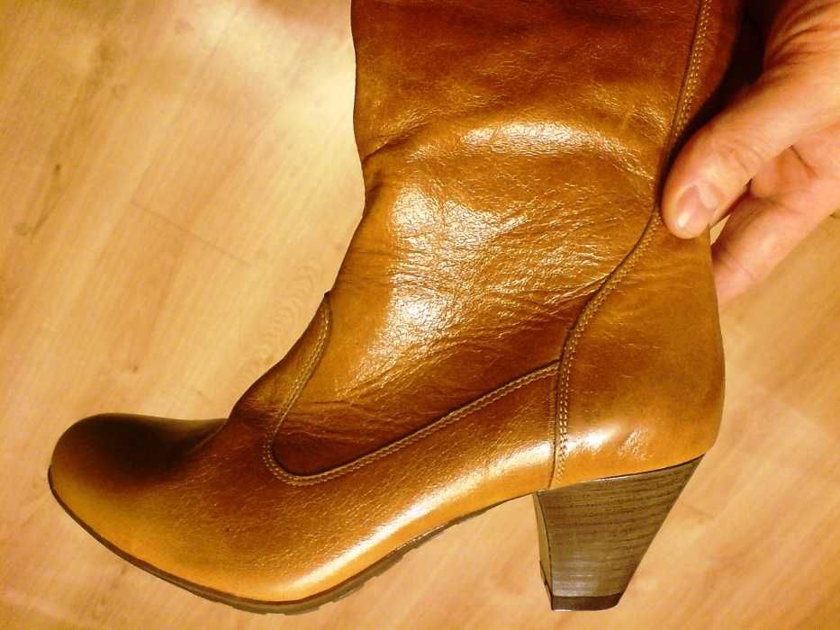 NOWE Buty-Kozaki KOWBOJKI 37 Naturalna skóra100% MIODOWY I-Klasa Gw.6m