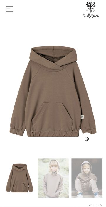 TULILAS 86 92 Dziecięca bluza z kapturem i kangurką BASIC brąz