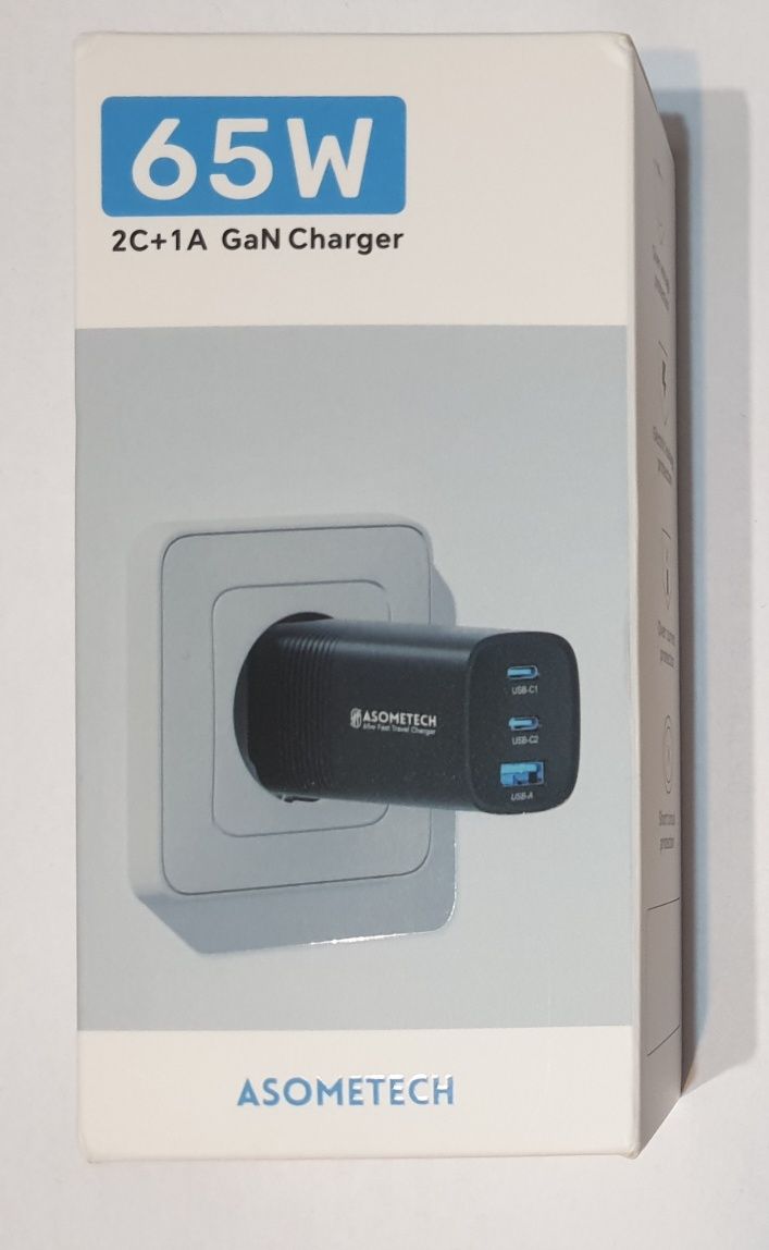 Компактний зарядний адаптер ASOMETECH 65w для ноутбуків і смартфонів