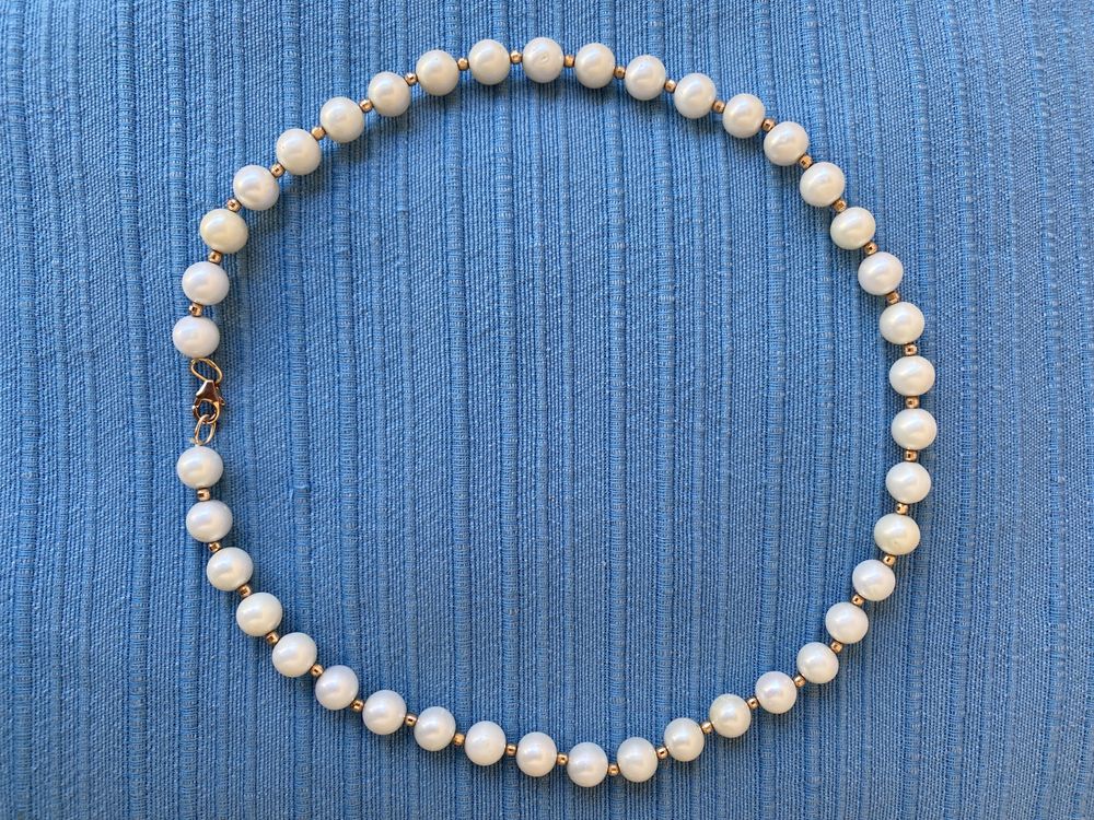 Colar de Pérolas Naturais com Ouro 14k 585