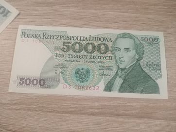 Banknot 5000 PRL Warszawa 1 grudnia 1988 Chopin pieniądz