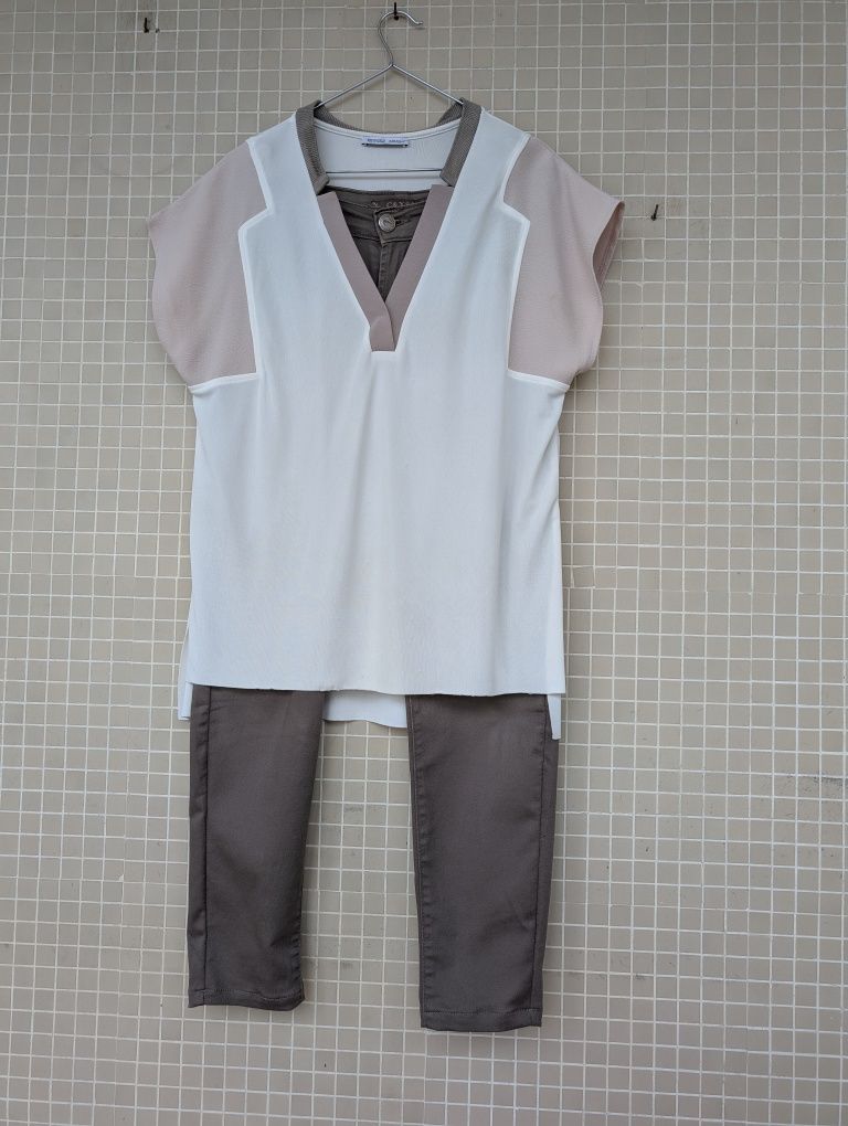 Conjunto calça 97% algodão sem marca e camisola de malha da zara