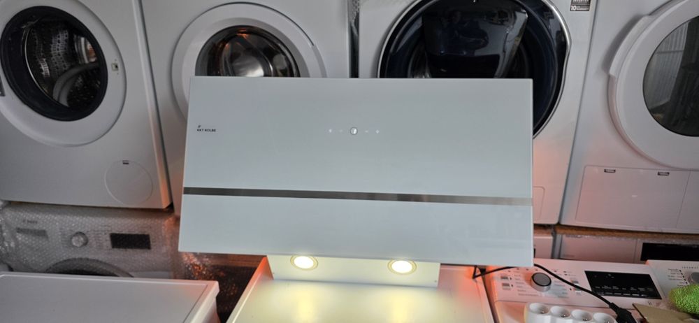 Okap kuchenny 90 cm Pochłaniacz kominkowy skośny czarny biały