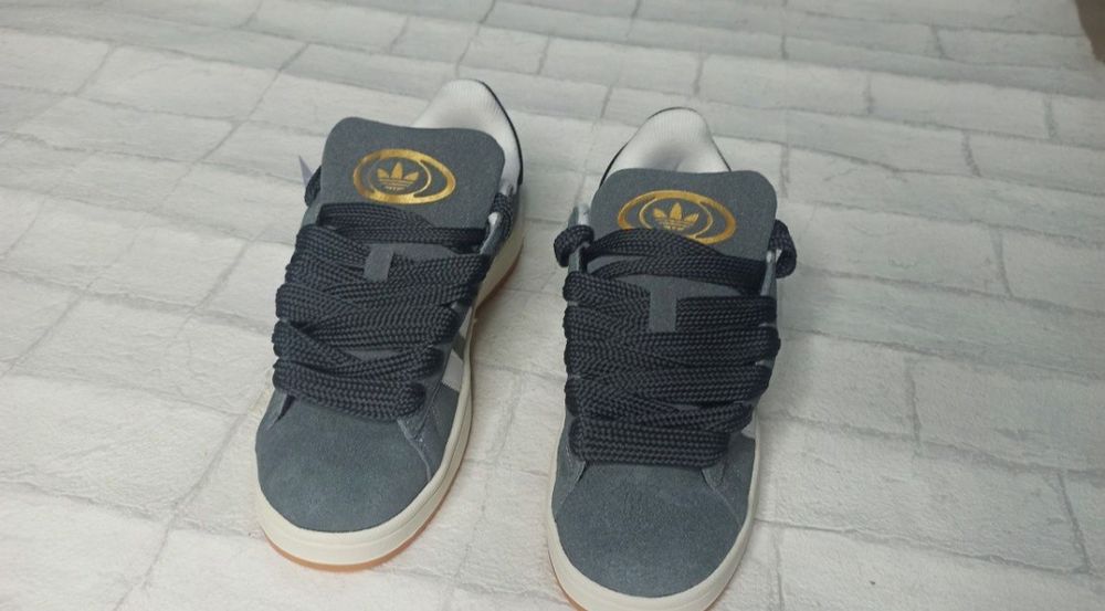 Кроссовки adidas campus серые с чёрным 815-14