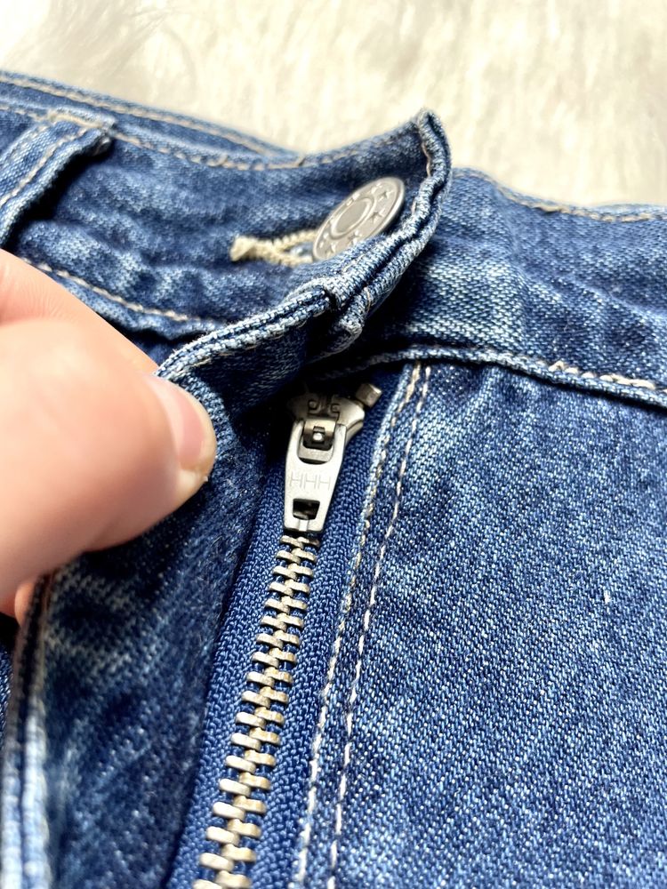 Spódnica jeansowa z bardzo wysokim stanem dżinsowa vintage midi