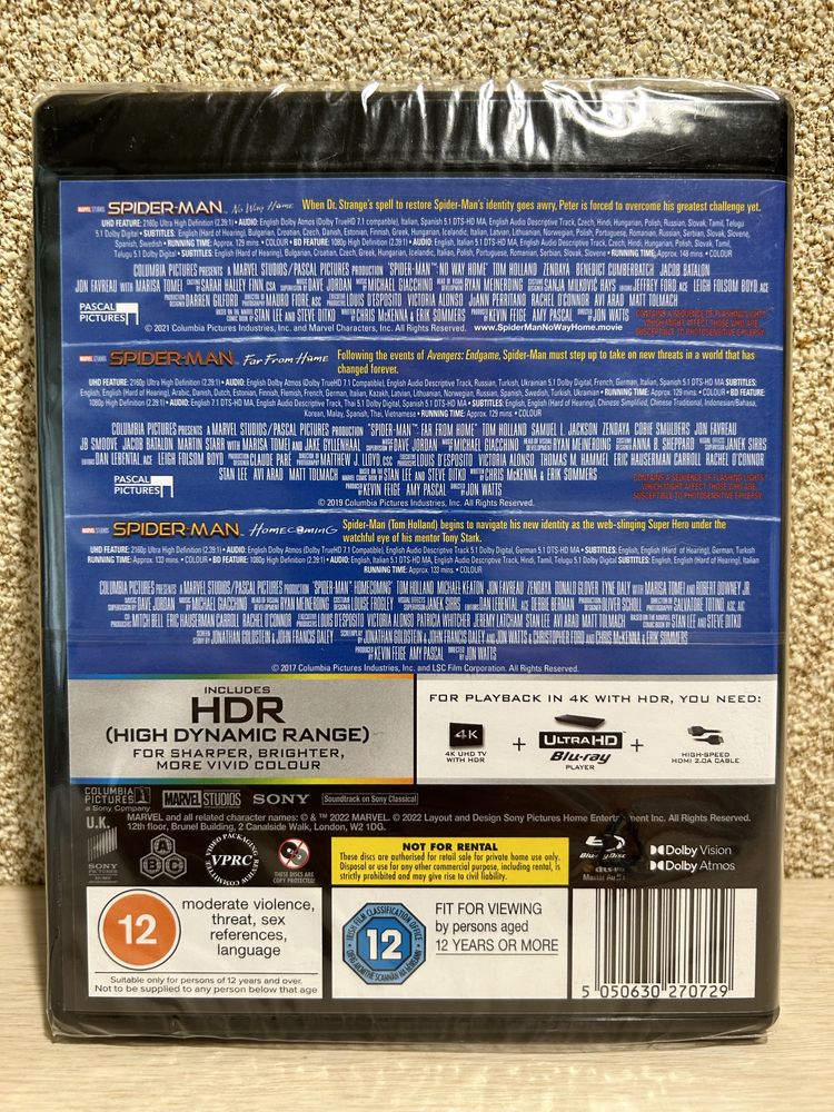 4K UHD HDR Blu-ray Человек-Паук: Трилогия (2017-2021)  (рус яз.)