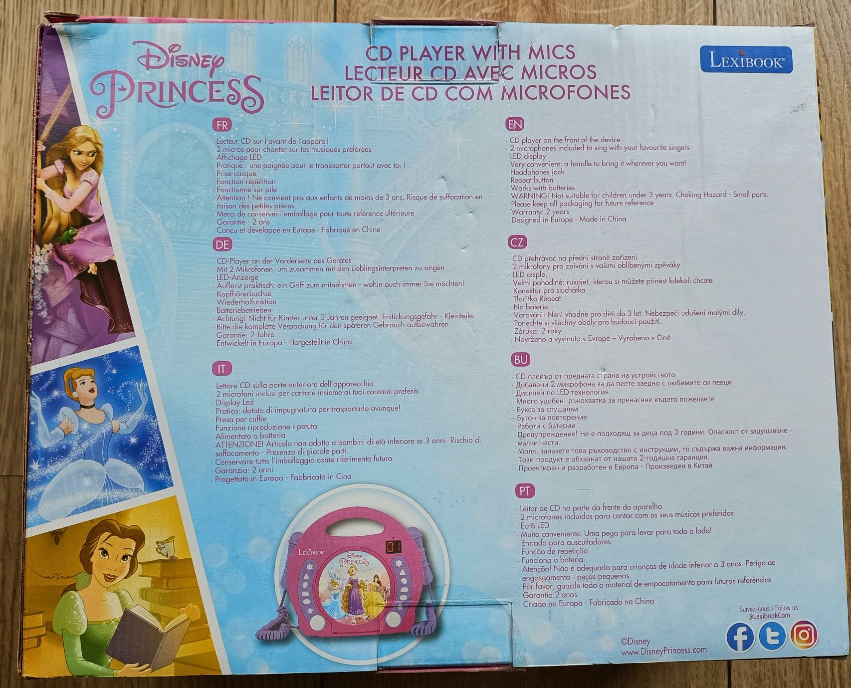 Leitor CD com 2 microfones - princesas Disney