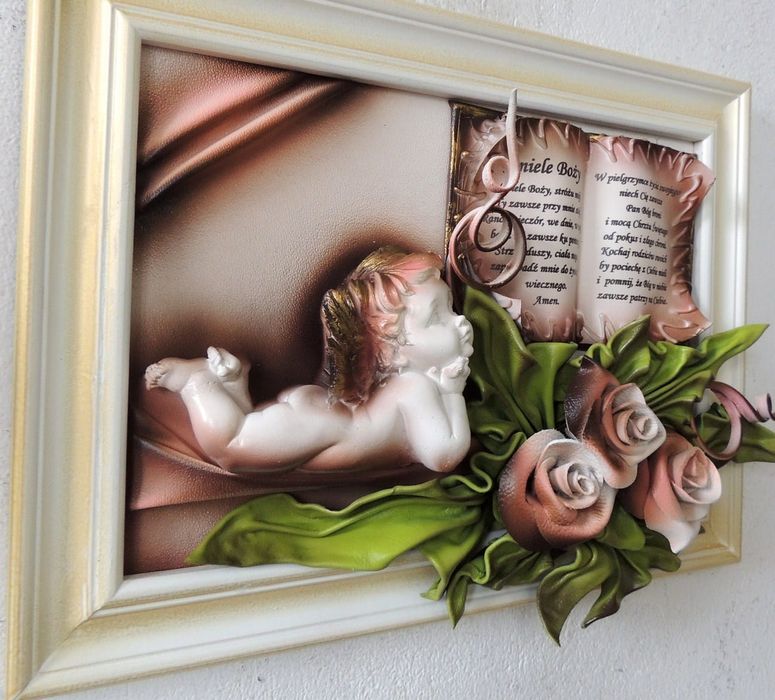 Obraz z dedykacją na komunię chrzest PREZENT pamiątka