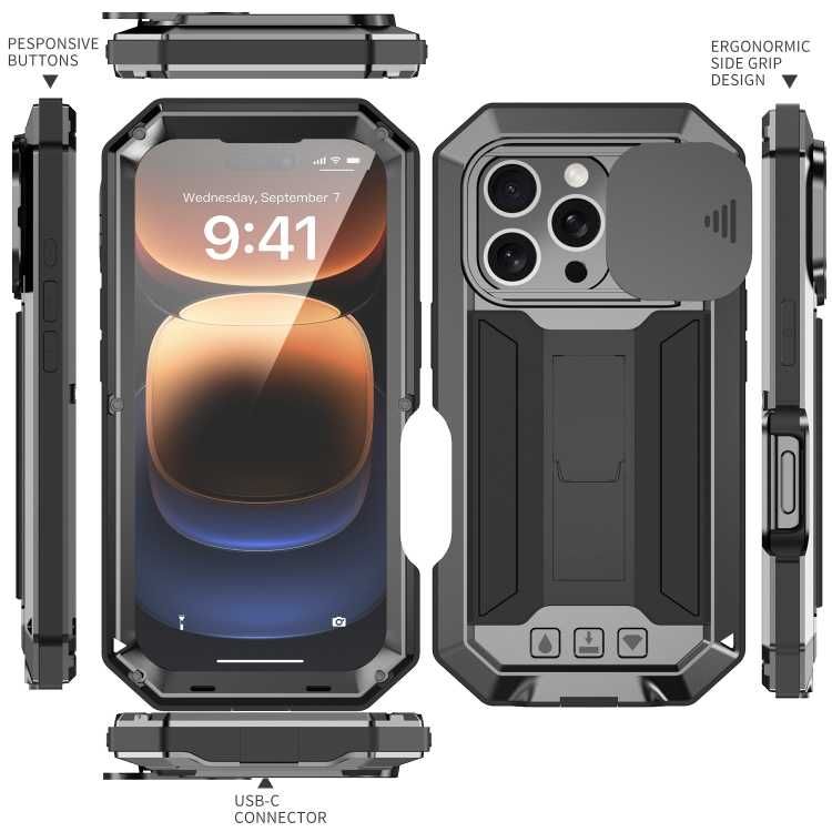 R-JUST Pancerne Etui Antywstrząsowe do iPhone 16 Pro
