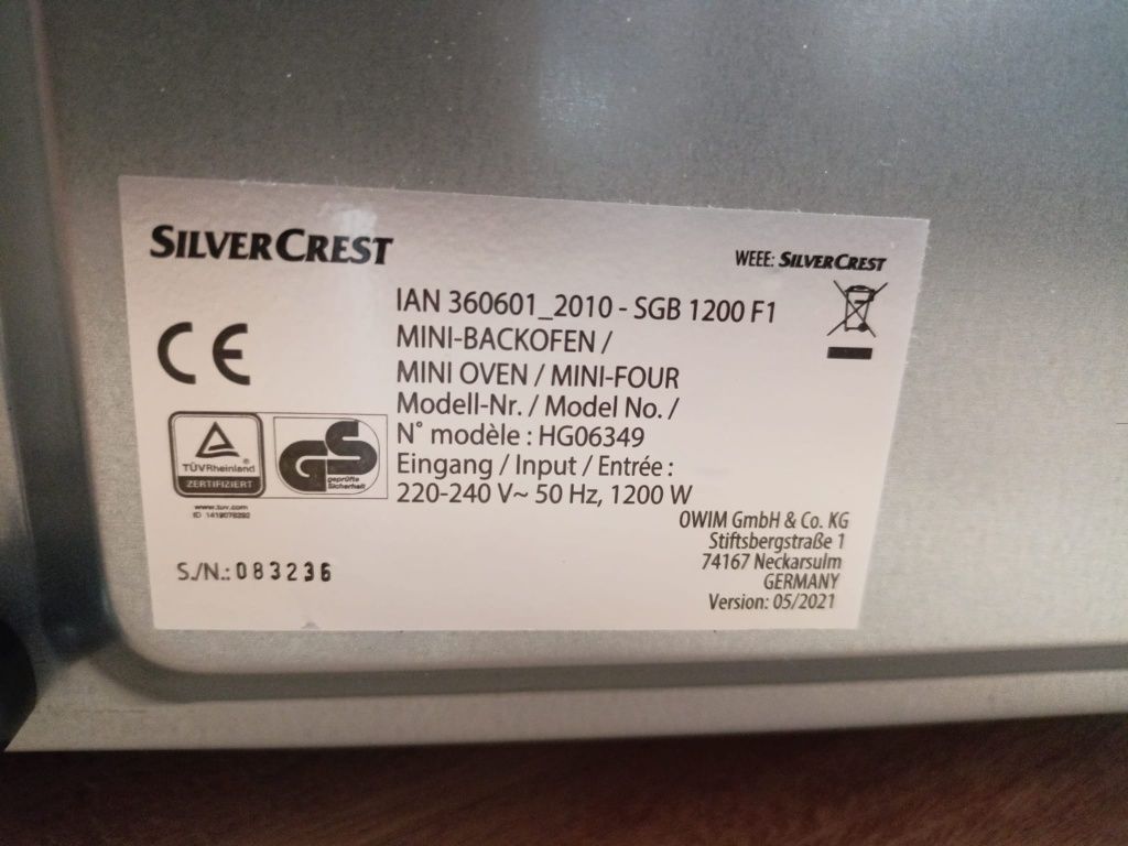 Mini piekarnik SilverCrest SGB 1200 W.