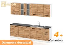 Meble Kuchenne Jowita 2,6m z Blatem Tanio Biały Szary Wotan