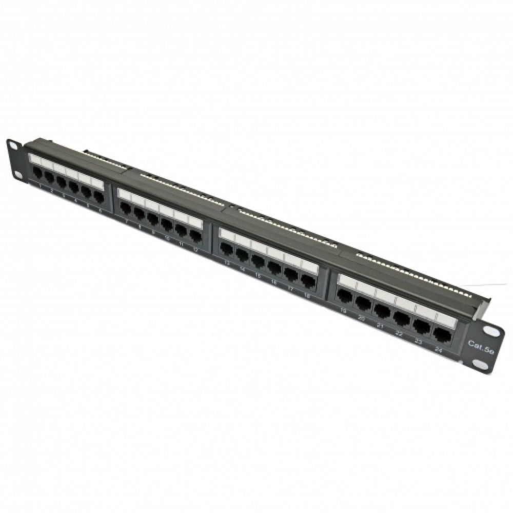 Патч-панель 19" 24хRJ-45 UTP кат.5e, с задним организатором, Kingda