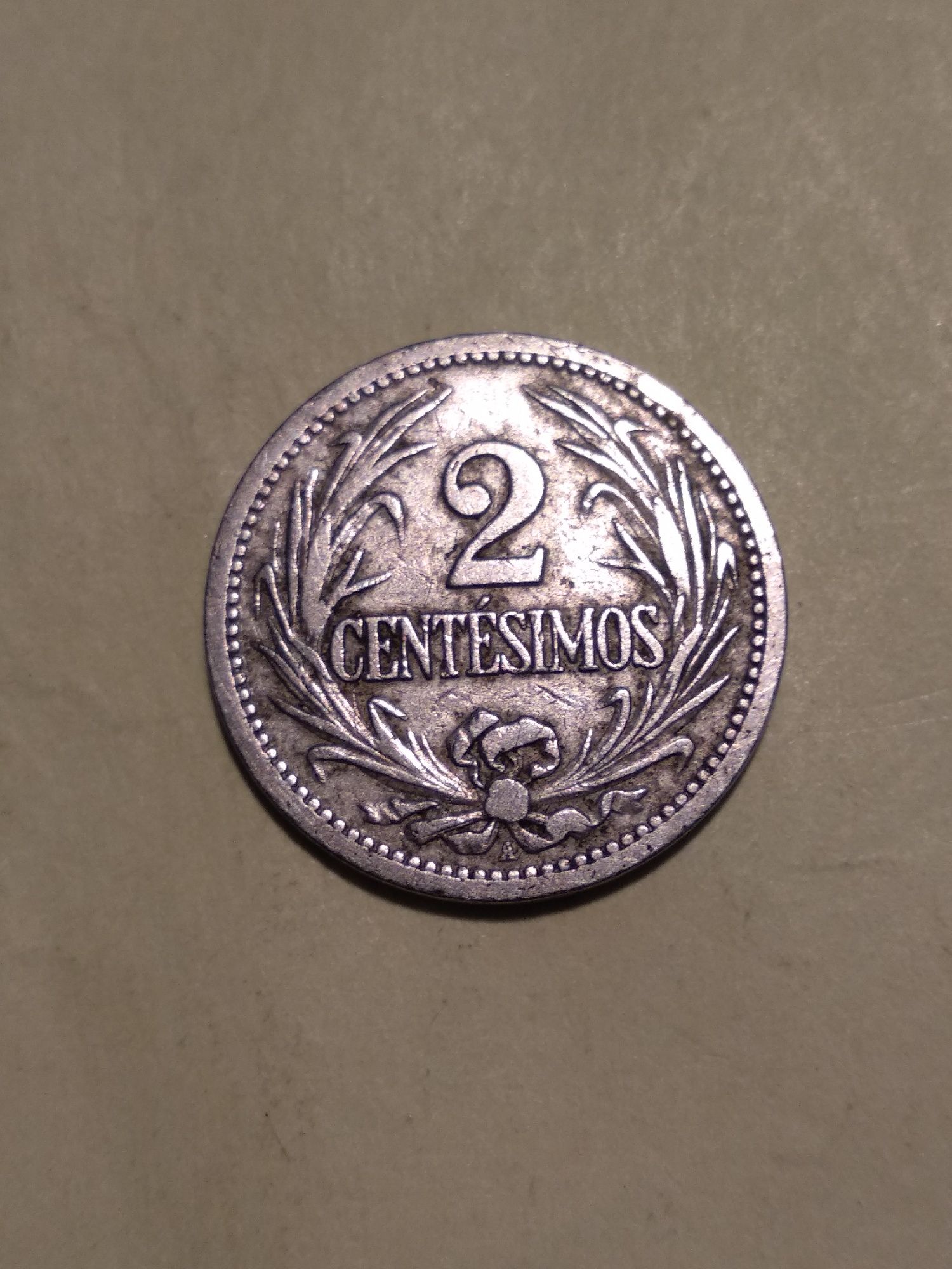 Moeda de 2 Centesimos 1901 do Uruguai