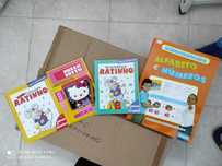 Cadernos de atividades hello Kitty, ratinho, alfabeto.