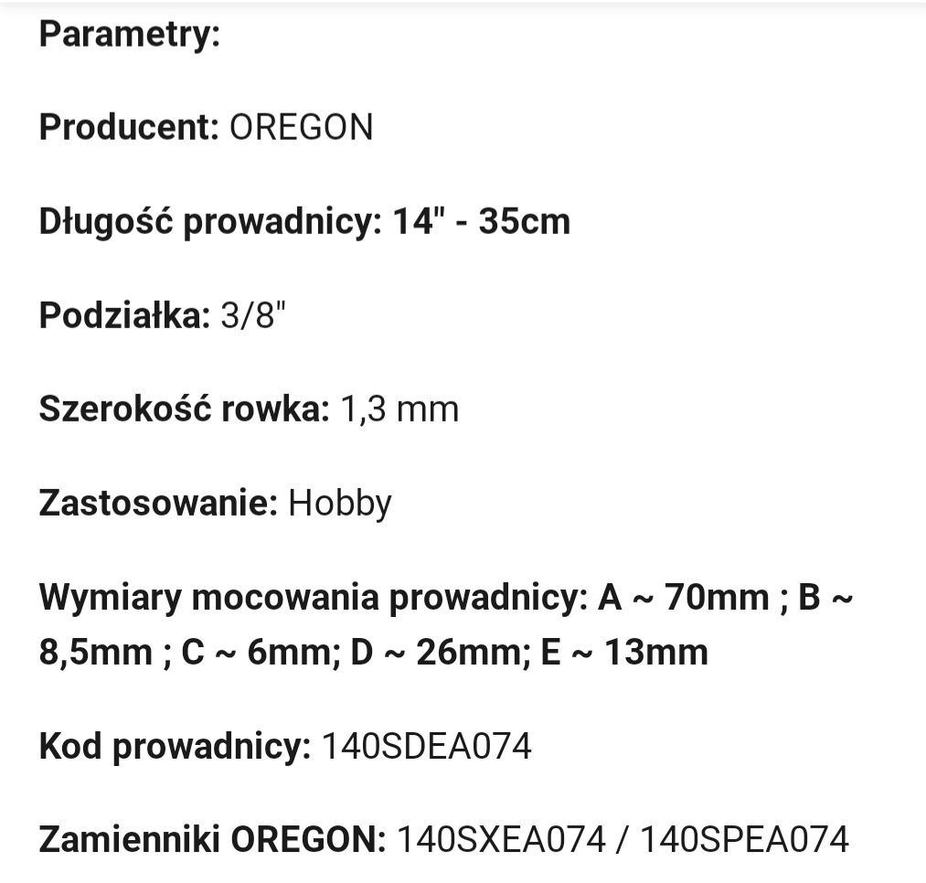 Prowadnica Oregon 35cm 1.3mm 140SDEA074