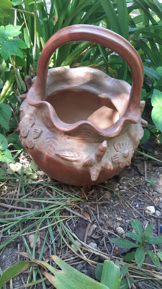 Koszyk,duży wiszący wazon na kwiaty ceramika Pueblo