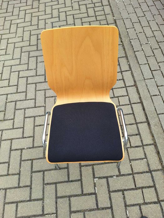 Krzesła ze sklejki giętej z tapicerowanym siedziskiem - 6 szt