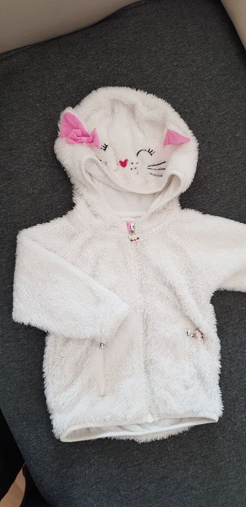 Bluza biała z uszami kotek 74