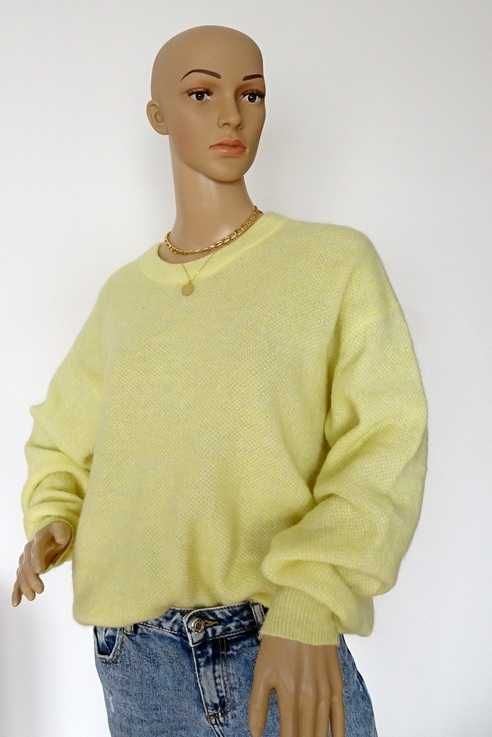 Casualowy żółty wiosenny sweter yellow 46% wełna 8% moher