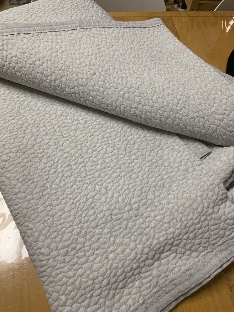 Colcha  cama casal de algodao cinza claro