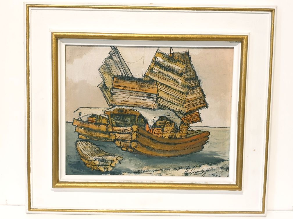 Le Grec '58 - Pintura em óleo sobre tela - barcos