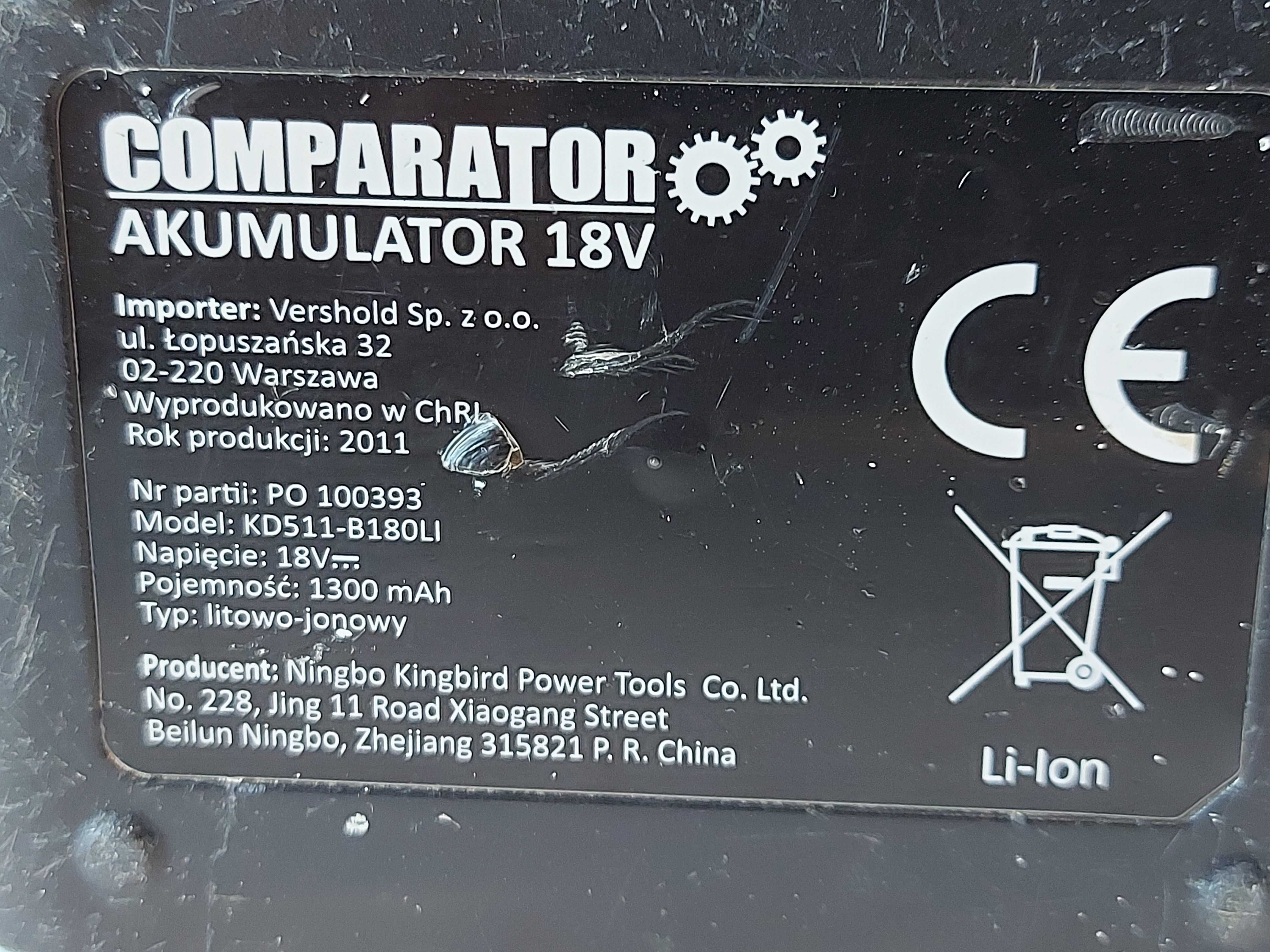 Akumulator Comparator KD511-B180LI  18 V