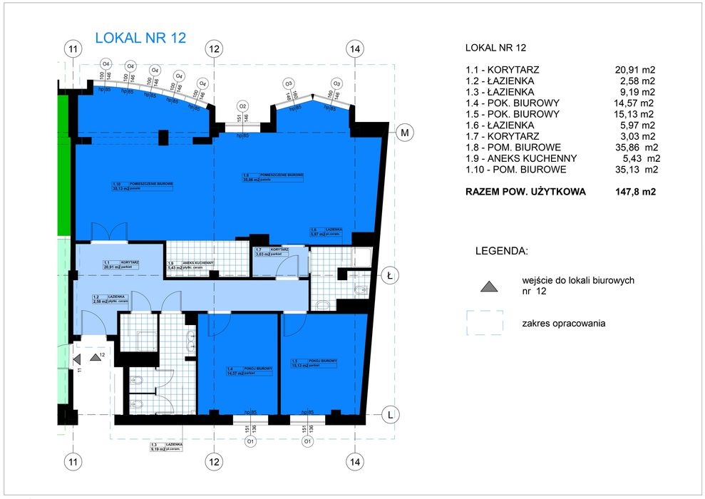 POWIERZCHNIE BIUROWE 148m2 (Powiśle) ul. Tamka