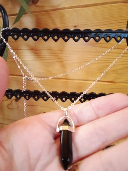 Colar Cristal Quartzo ou Obsidiana - Novos