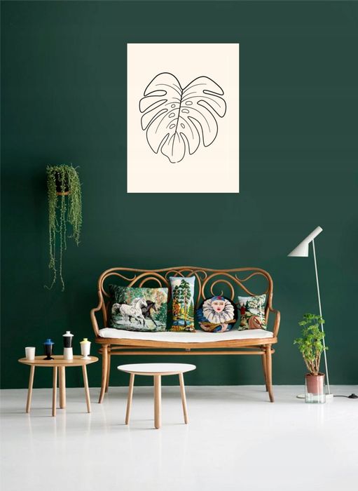 Plakat metalowy Ozdoba na ścianę Monstera liść kwiat