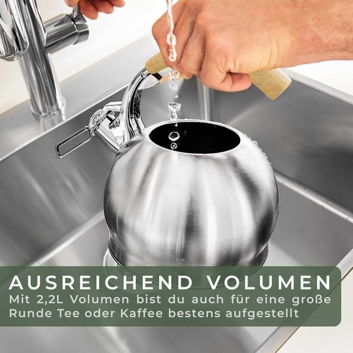 Nowy czajnik na wodę / vintage / stal nierdzewna / 2,2l / WALDWERK !