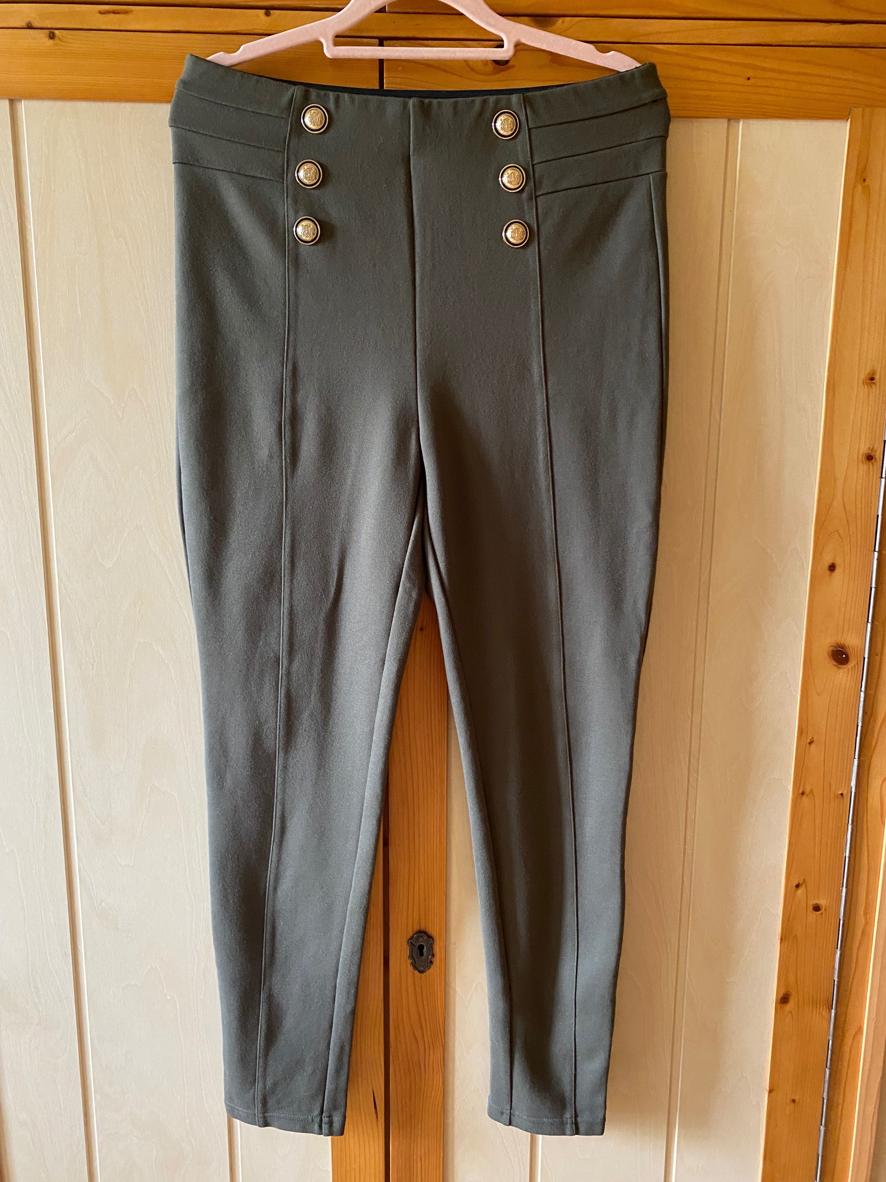 Legginsowe spodnie Zara – ciemna zieleń