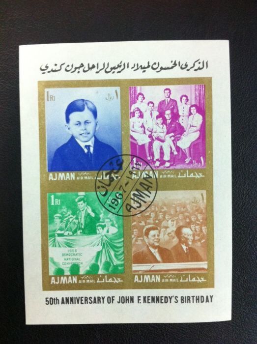 Ajaman State - President JOHN F KENNEDY Blocos 50Th Aniversary