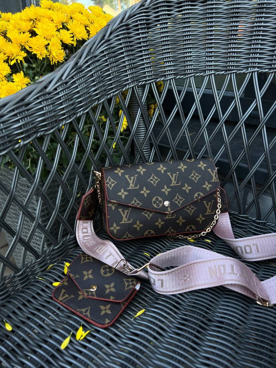 LV Felicie Monogram Brown Damska torebka , nerka torba na pasku