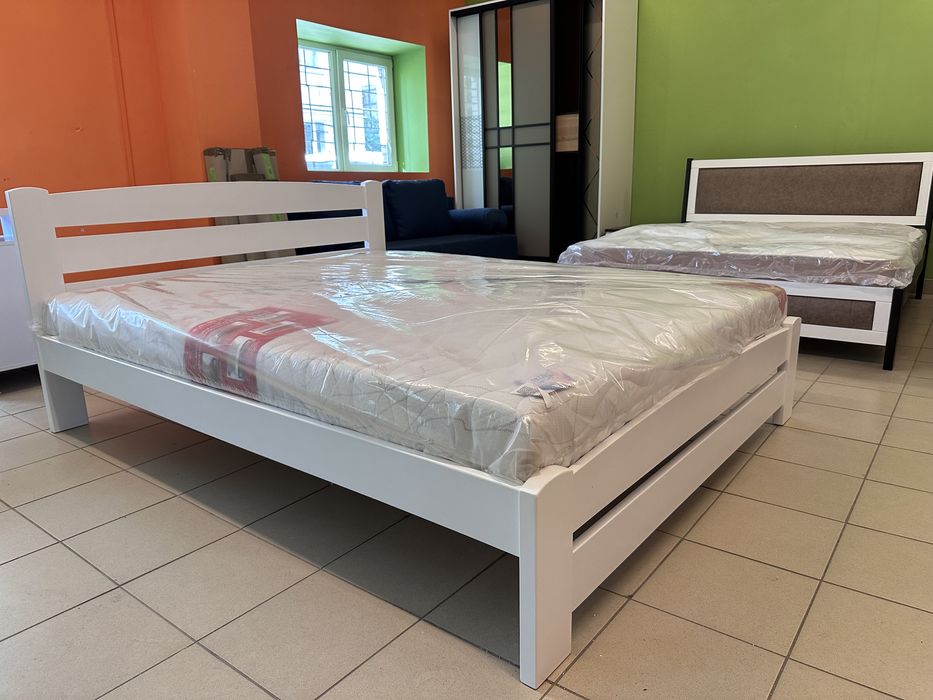 Ліжко двохспальне біле,кровать,двоспальне,дерево,матрац,Доставка