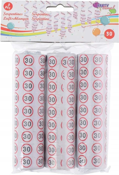 Serpentyny urodzinowe Party Time 30 lat 648 sztuk (karton NOWY) NrW44